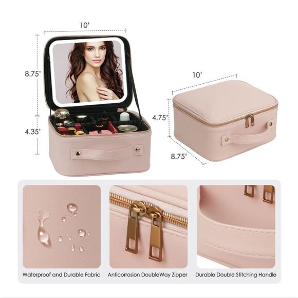 Prive Cosmetic Organizer w/LED Mirror- Pink - Picture 3 of 13